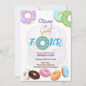 ドナツ4th誕生日の男の子の招待 招待状 (正面)