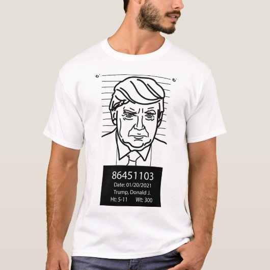 ドナルおもしろいドトランプムショットラインスケッチ Tシャツ (正面)