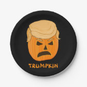 ドナルドおもしろいなTrumpkinのカボチャハロウィーンのカボチャのちょうちん ペーパープレート (正面)