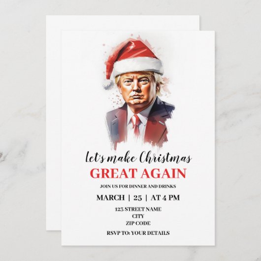 ドナルドおもしろいトランプのクリスマス招待 招待状 (正面/裏面)