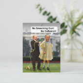 ドナルドおもしろいトランプのプーチン銃のジョーク シーズンポストカード (スタンド正面)