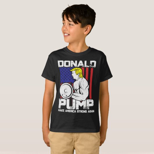 ドナルドおもしろいトランプウェイトリフティングトレーニングジム Tシャツ (正面フル)