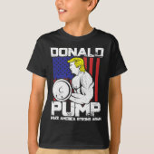 ドナルドおもしろいトランプウェイトリフティングトレーニングジム Tシャツ (正面)