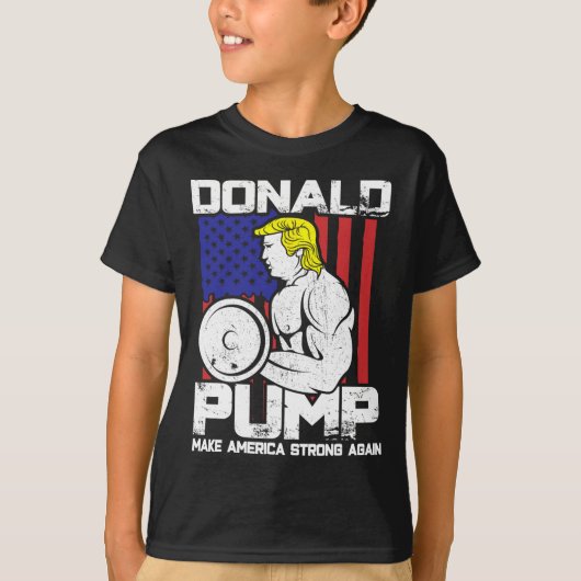 ドナルドおもしろいトランプウェイトリフティングトレーニングジム Tシャツ (正面)