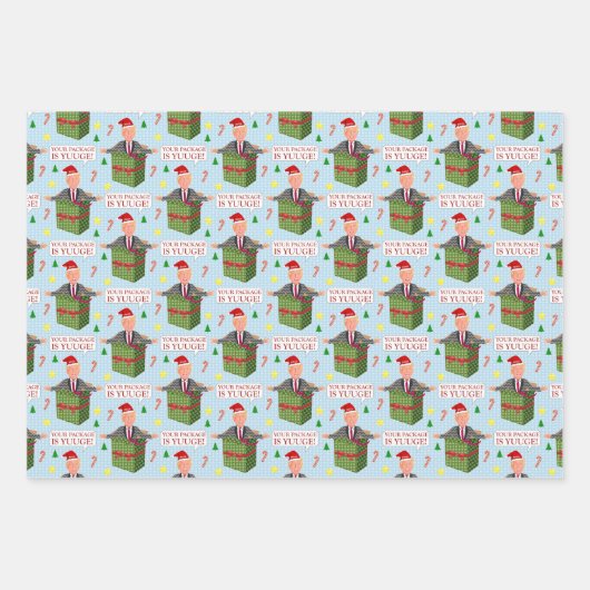 ドナルドおもしろいトランプクリスマスユージパッケージユーモア ラッピングペーパーシート (正面)