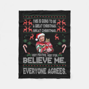 ドナルドおもしろいトランプメリークリスマスクリスマスパジャマスホ フリースブランケット