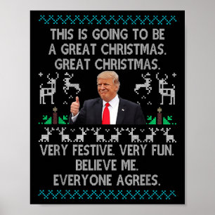 ドナルドおもしろいトランプメリークリスマスクリスマスパジャマ ポスター