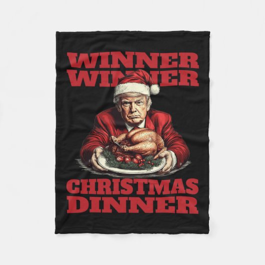 ドナルドおもしろいトランプ勝者クリスマスディナー フリースブランケット (正面)