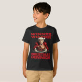 ドナルドおもしろいトランプ勝者クリスマスディナー Tシャツ (正面フル)
