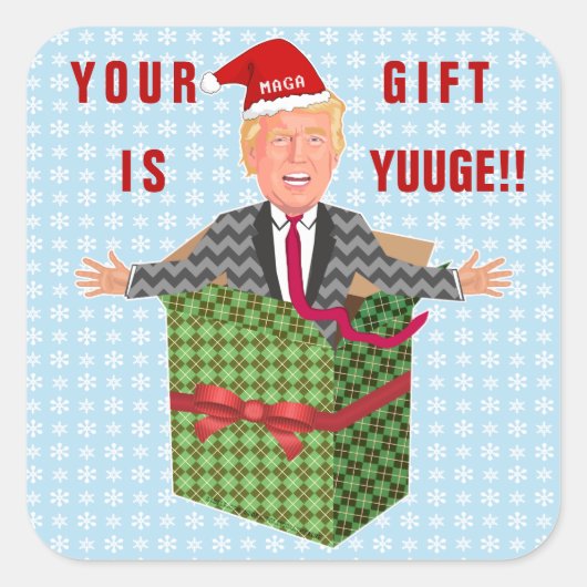 ドナルドおもしろいトランプ大統領のクリスマスユージギフト スクエアシール (正面)
