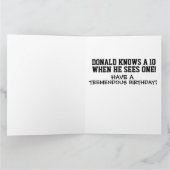 ドナルドおもしろいトランプ誕生日カードあなたはA 10! カード (内部)