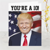 ドナルドおもしろいトランプ誕生日カードあなたはA 10! カード (黄色い花)