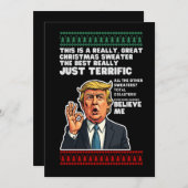 ドナルドおもしろいトランプ醜いクリスマスセーターパロディ 招待状 (正面/裏面)