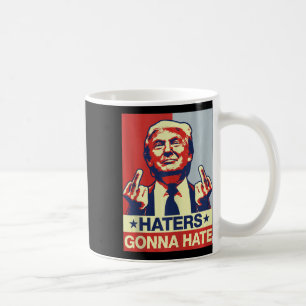 ドナルドおもしろいントランプ中指を憎むつもりハターズ コーヒーマグカップ