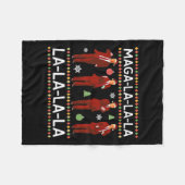 ドナルドおもしろいントランプ醜いクリスマスセーター。ララL フリースブランケット (正面(横))