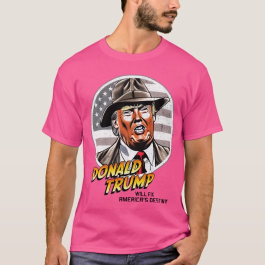 ドナルドおもしろい・トランプはアメリカの運命を決める Tシャツ (正面)