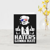 ドナルドおもしろい・トランプ大統領を嫌うハターズ カード (黄色い花)