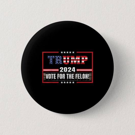 ドナルドおもしろい・トランプ支持者2024の投票 缶バッジ (正面)