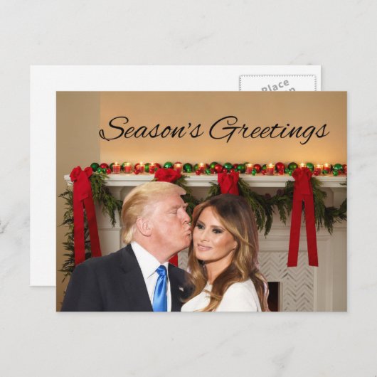 ドナルドとメラニアからのシーズンの挨拶 ポストカード (正面/裏面)