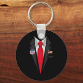 ドナルドのトランプのスーツとネクタイのハロウィーンの衣装 キーホルダー (正面)