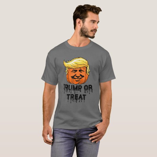 ドナルドのトランプまたは恐ろしいカボチャのハロウィンファンを治療 Tシャツ (正面フル)