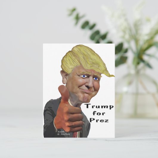 ドナルドトおもしろいランプユーモアのある製品トランプPrez ポストカード (スタンド正面)