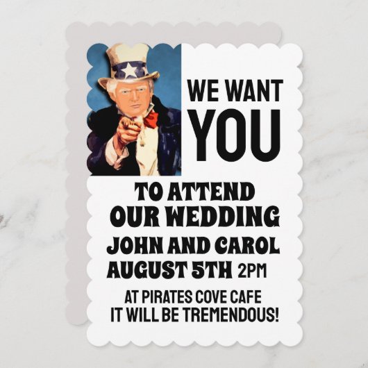 ドナルドトランプおもしろい結婚式招待状 招待状 (正面/裏面)