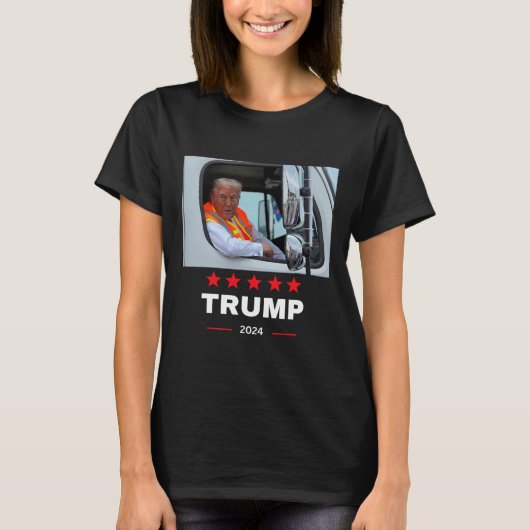 ドナルドトランプがゴミ車に乗る2 Tシャツ (正面)