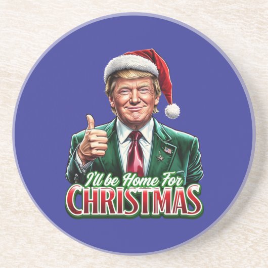 ドナルドトランプのクリスマスサンタハットの親指を上げる コースター (正面)