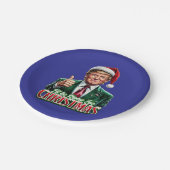 ドナルドトランプのクリスマスサンタハットの親指を上げる ペーパープレート (アングル)