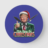ドナルドトランプのクリスマスサンタハットの親指を上げる ラウンド壁時計 (正面)