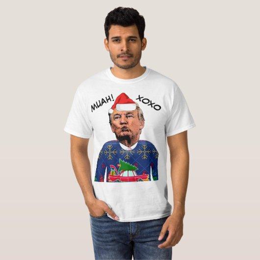 ドナルドトランプの醜いクリスマスセーターTシャツ Tシャツ (正面フル)