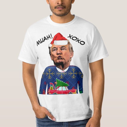 ドナルドトランプの醜いクリスマスセーターTシャツ Tシャツ (正面)