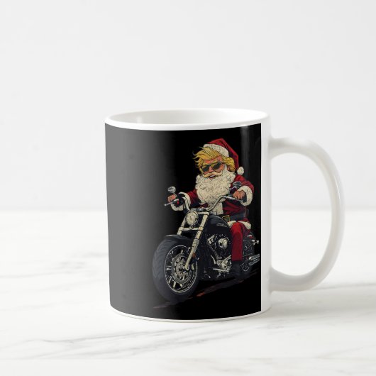 ドナルドトランプクリスマスバイクもしくは自転車に乗る人バイクおもしろいサンタ コーヒーマグカップ (右)
