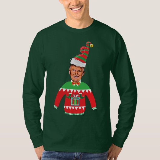 ドナルドトランプクリスマス醜いクリスマスセーター Tシャツ (正面)