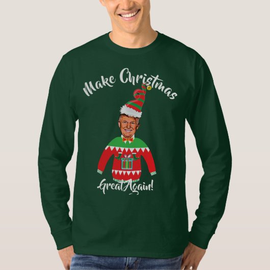 ドナルドトランプクリスマス醜いクリスマスセーター Tシャツ (正面)