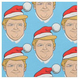 ドナルドトランプサンタクロースのクリスマスブルーパターン ファブリック