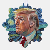 ドナルドトランプスターリーナイトバンゴッホアートスタイル2024 オーナメントカード (正面)