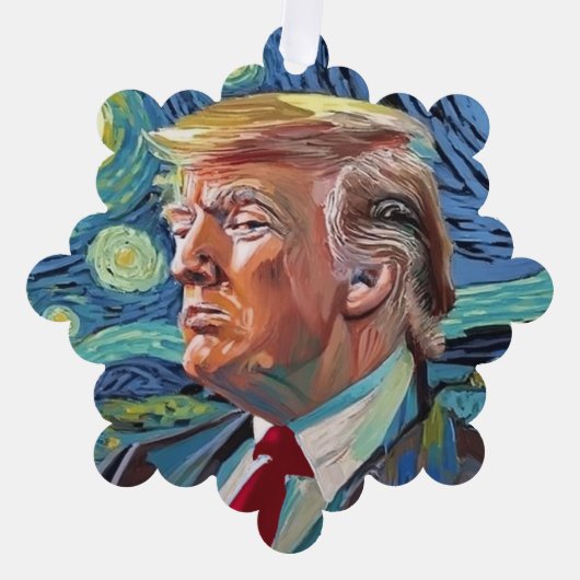 ドナルドトランプスターリーナイトバンゴッホアートスタイル2024 オーナメントカード (正面)