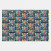 ドナルドトランプスターリーナイトバンゴッホアートスタイル2024 ラッピングペーパーシート (正面3)