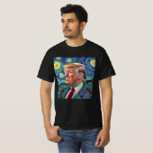 ドナルドトランプスターリーナイトバンゴッホアートスタイル2024 Tシャツ (正面フル)