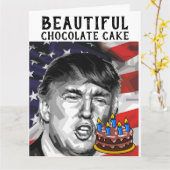 ドナルドトランプチョコレートケーキおもしろい誕生日カード カード (黄色い花)