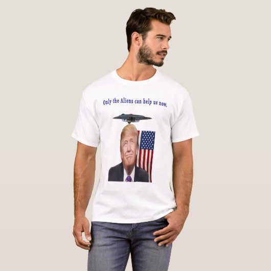 ドナルドトランプユーモアufoドローン tシャツ (正面フル)