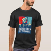 ドナルドトランプ中指バイデン氏ハリスアメリカレ Tシャツ (正面)