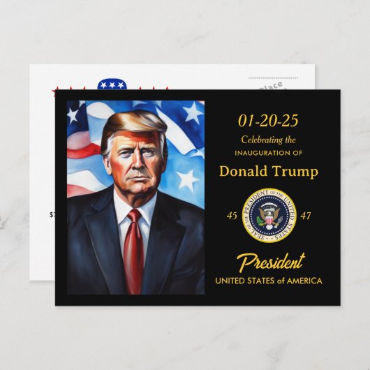 ドナルドトランプ大統領の就任式ウォッチパーティー インビテーションポストカード (正面/裏面)