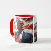 ドナルドトランプ2024ヒーローオイルペインティングスタイルAI マグカップ (正面左)