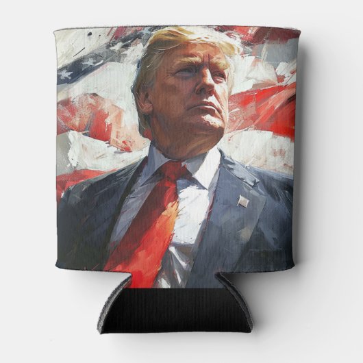 ドナルドトランプ2024ヒーローオイルペインティングスタイルAI 缶クーラー (正面)