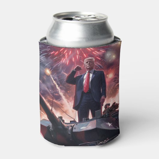 ドナルドトランプ2024軍隊ヒーローPro-Trump おもしろい AI 缶クーラー (缶正面)