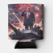 ドナルドトランプ2024軍隊ヒーローPro-Trump おもしろい AI 缶クーラー (正面)