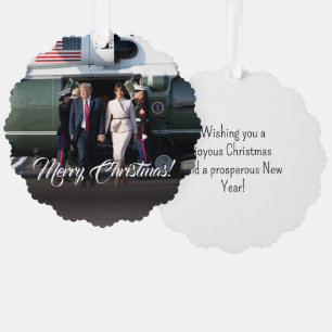 ドナルドトランプ&メラニア軍隊クリスマスカスタム オーナメントカード